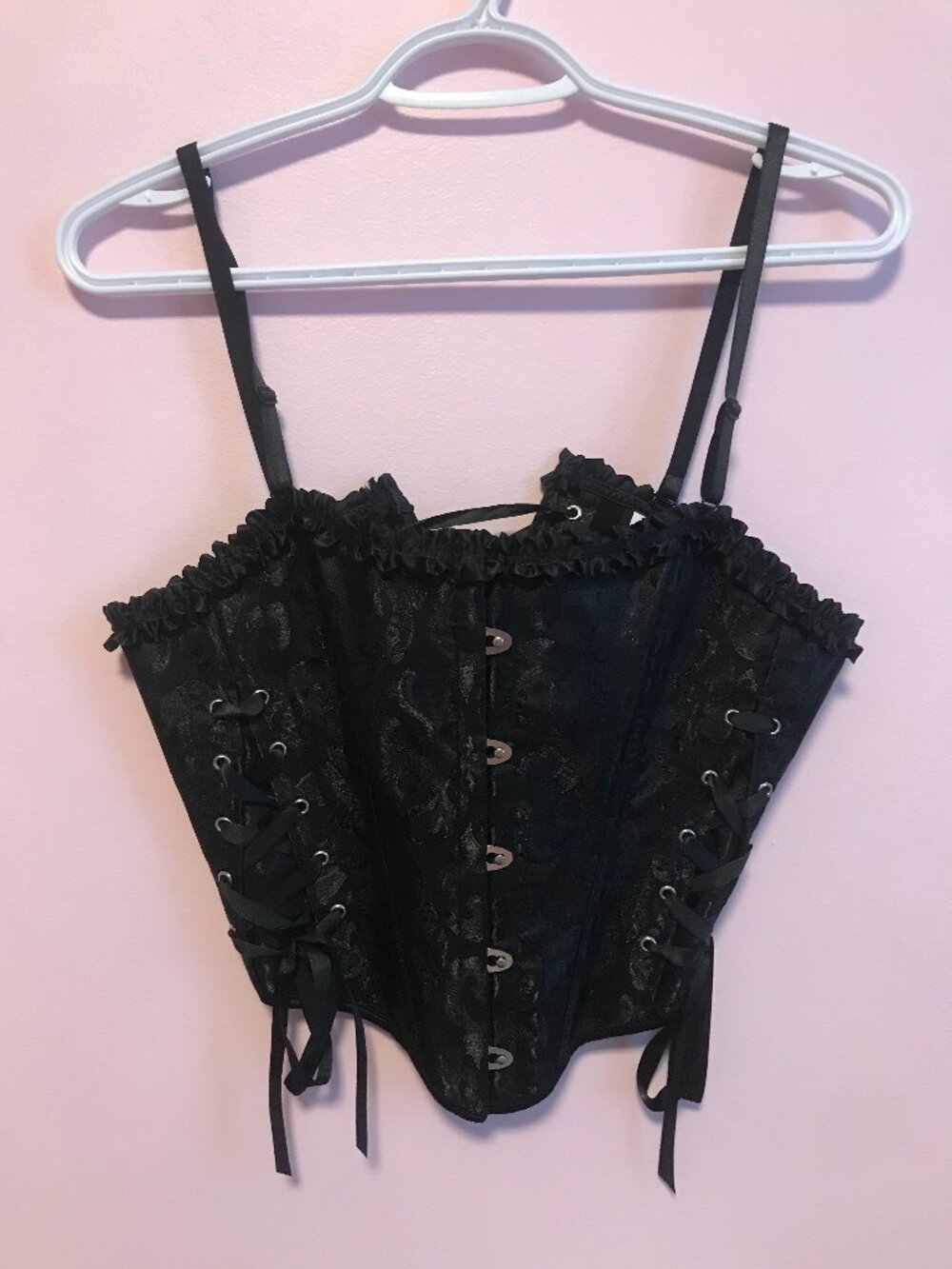 SHEIN Black Corset Lace-Up Tank Top